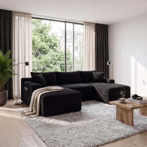 106-Inch Oversized U-Shaped Left Facing Corner Compressed Sofa Modular Boneless by ERYE