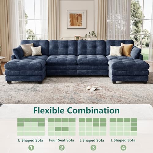 116.5" Modular Sectional Cloud Couch, U Shaped Tufted Sofa - Image 3
