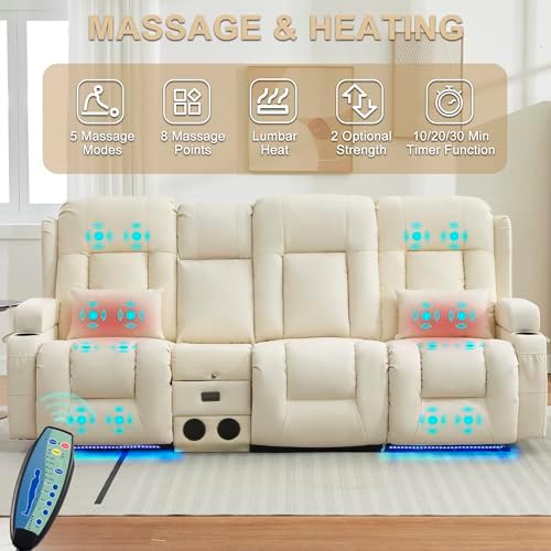 URRED Power Loveseat Recliner Sofa - Image 5