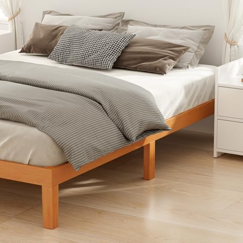 DUMOS Full Size Bed Frame, Solid Wooden 12IN Platform Bed Base - Image 5