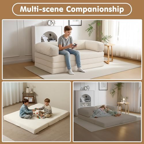 Convertible Sofa Bed Queen, 5-in-1 Tri-Fold Boneless Couch - Image 6