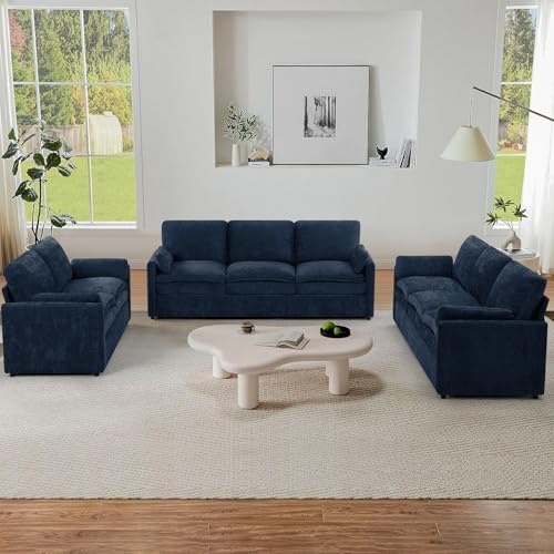 3 Pieces Chenille Sofa Set w/Two Arm Pillows - Image 3