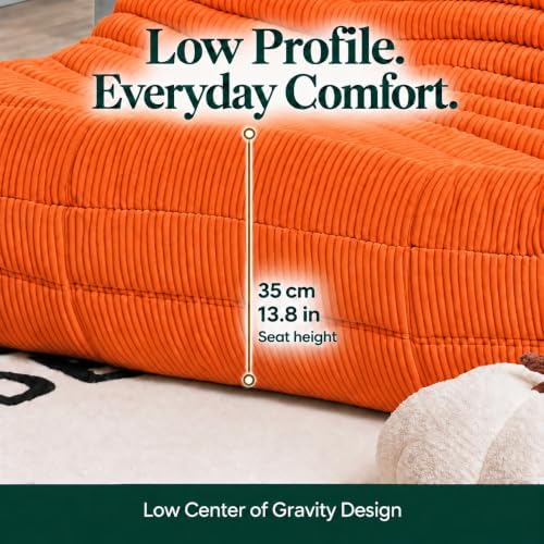 N&V Fireside Loveseat, Mid Century Armless Twin Size Floor Sofa, Soft Premium - Image 3