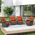 6 Piece Outdoor Wicker Patio Furniture Set, Outdoor Swivel Rocker Patio Chairs by Gardenbee