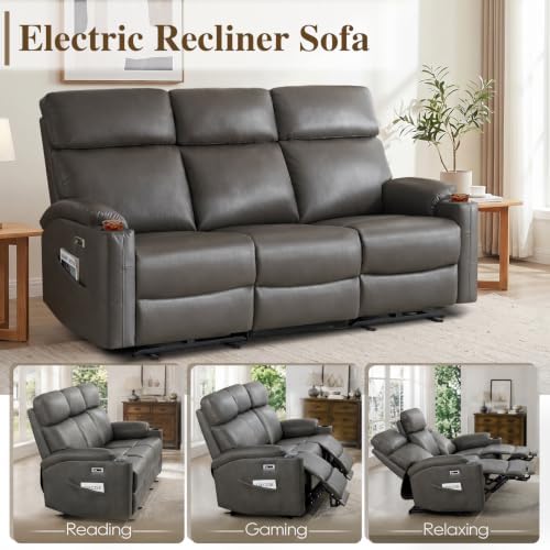Power Reclining Sofa, 3-Seat Dual Electric Recliner Couch - Image 4