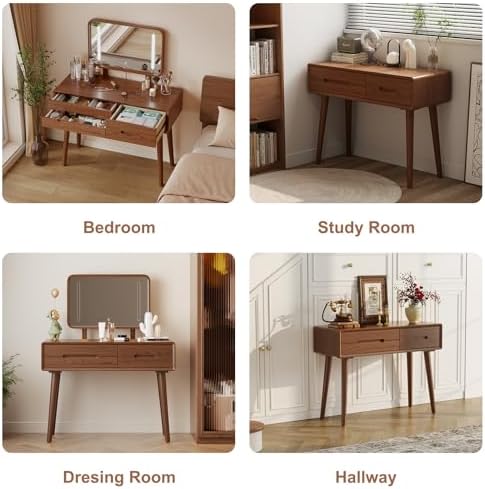 Solid Wood Small Makeup Vanity Desk Mirror - Image 3