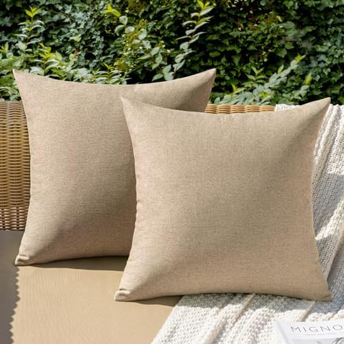 MIULEE Decorative Outdoor Pillow Covers Waterproof 18x18 Light Tan by MIULEE