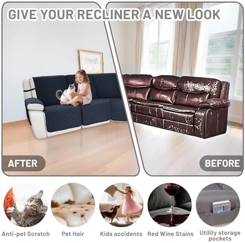 Waterproof Sectional Reclining Couch Covers L Shaped Recliner Sectional Sofa - Image 6