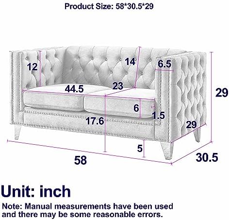 mikibama 58" Velvet Loveseat Sofa Couch - Image 2