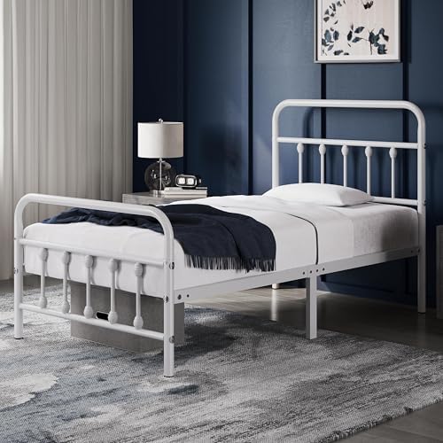 Yaheetech Twin Metal Platform Bed Frame, Victorian Headboard & Footboard - Image 3