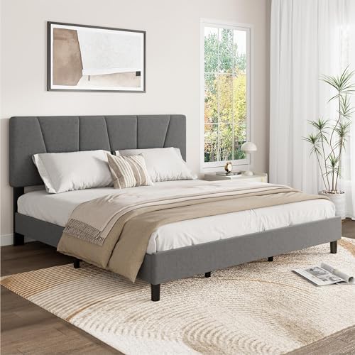 Queen Size Upholstered Platform Bed Frame by IDEALHOUSE