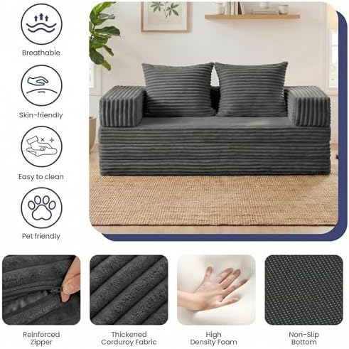 Convertible Sofa Bed, 4-in-1 Boneless Loveseat - Image 4