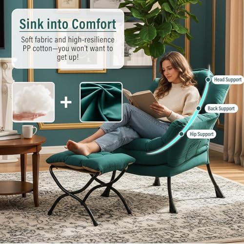Furlide Lazy Chair with Ottoman, Soft Comfy Chair - Image 4