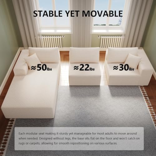 108" Modular Sectional Sofa, Boneless Cloud Couch - Image 6