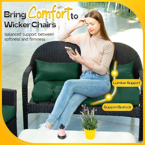 MAGIC ELEPHANT Wicker Chair Cushions, Indoor Outdoor Memory Foam Wicker - Image 7