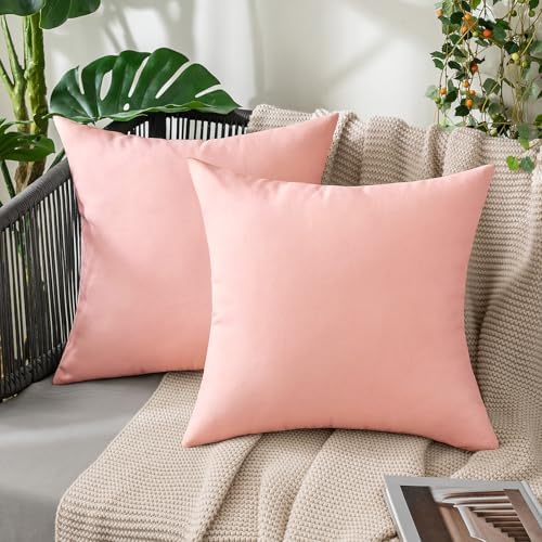 MIULEE Decorative Outdoor Pillow Covers Waterproof 20x20 Light Pink by MIULEE