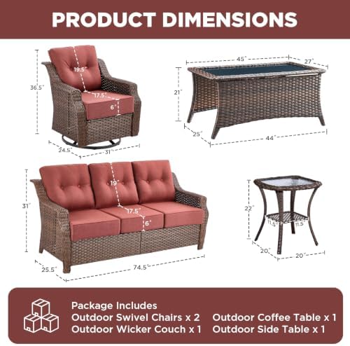 Luxury 5 Pieces Outdoor Patio Furniture Set-All Weather Wicker Outdoor Furniture - Image 2