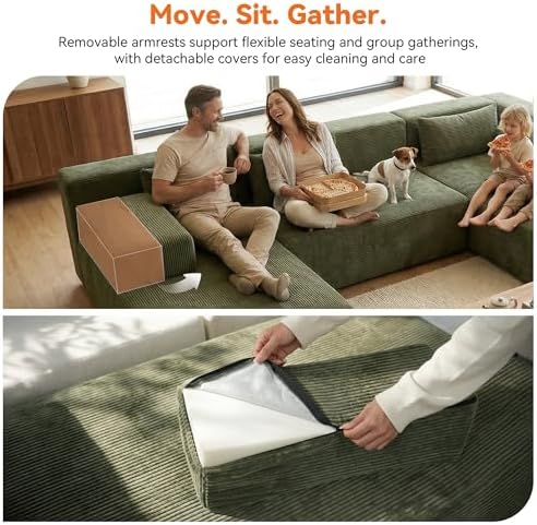 MONVANE 141" U-Shaped Modular Sectional Sofa - Image 5