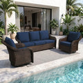 3 Piece Patio Wicker Conversation Set, All-Weather Use Outdoor Wicker Sofa by Qsoer