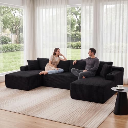 125" Modular Sectional Boneless Sofa Couch, Cloud U Shaped Couch - Image 3
