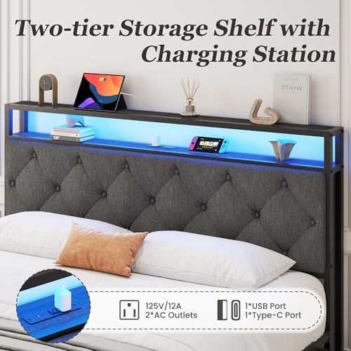 PHGLL Queen Bed Frame with 4 Storage Drawers, Metal Platform Bed Frame Queen - Image 3
