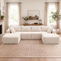 Claiks 132" Boneless Couch, U-Shape Corduroy Sectional Sofa by CLAIKS