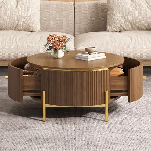 31.5" Coffee Table Living Room Brown CoffeeTable - Image 3