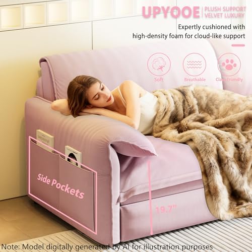 63.8" Sleeper Sofa Bed Queen Size, Pull Out Convertible Velvet Couch - Image 5