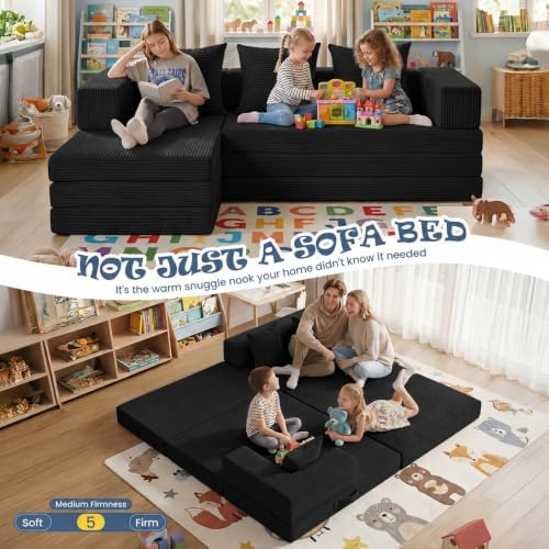 Modular Kids Play Couch, Convertible Toddler Sectional Sofa, Soft Cloud - Image 7