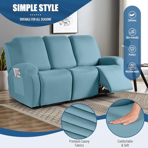 TAOCOCO Recliner Sofa Slipcover, 3 Pieces Polyester Fabric Stretch Sofa Covers - Image 2