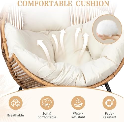 Vongrasig Wicker Rocking Egg Chair PE Rattan - Image 4