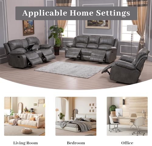 Betsy Furniture 3PC Faux Leather Reclining Couch Set, Living Room Furniture Set - Image 7