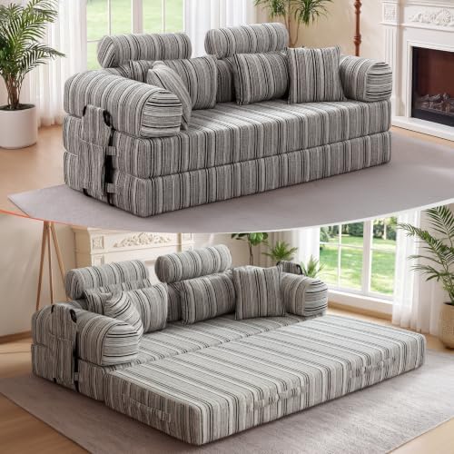 79" Memory Foam Sofa Bed, High Headrest Convertible Futon Boneless Couch by KSTNLUXQ
