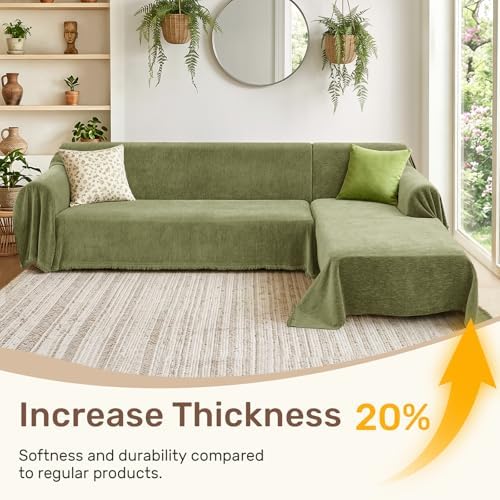 2 Pieces Sectional Couch Covers L Shaped Cover XXL Green - Image 3