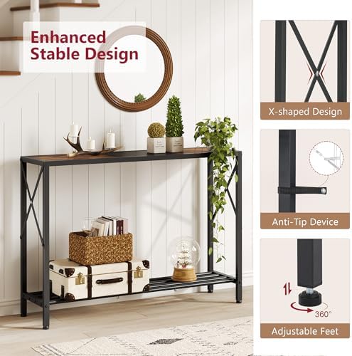 Tajsoon Console Table 41.8", 2 Tier Industrial Entryway Table - Image 6
