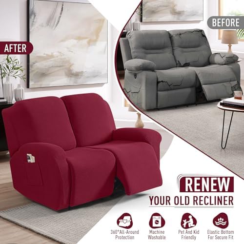 TAOCOCO Stretch Loveseat Recliner Covers 6 Piece - Image 4