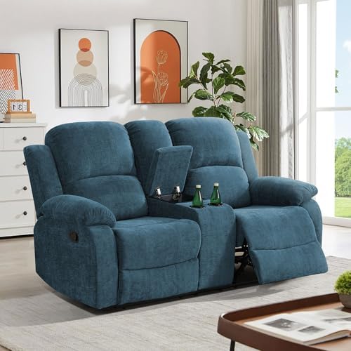 Recliner Sofa for 2 Seats, Manual Reclining Couch Set, Living Room Furniture by Snuptor
