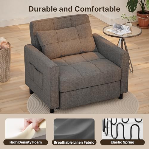 Gizoon 3-in-1 Convertible Sofa Bed Chair, Pullout Sleeper, Adjustable Back - Image 6