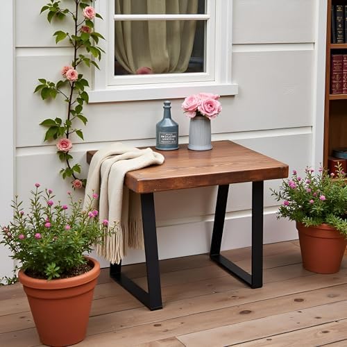 Solid Wood Bench 19"x12"x16"H Rectangle Entryway Stools Rustic Coffee End Table - Image 5
