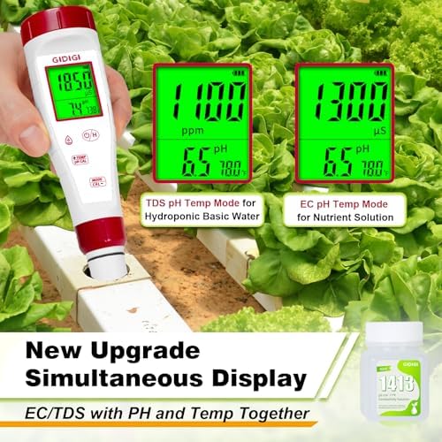 pH Meter for Hydroponic Water, Digital EC ppm Tester for Nutrients - Image 2