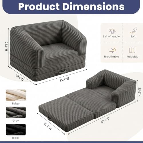 JUIKURY Convertible Sofa Bed, 3-in-1 Foldable Loveseat Couch - Image 2
