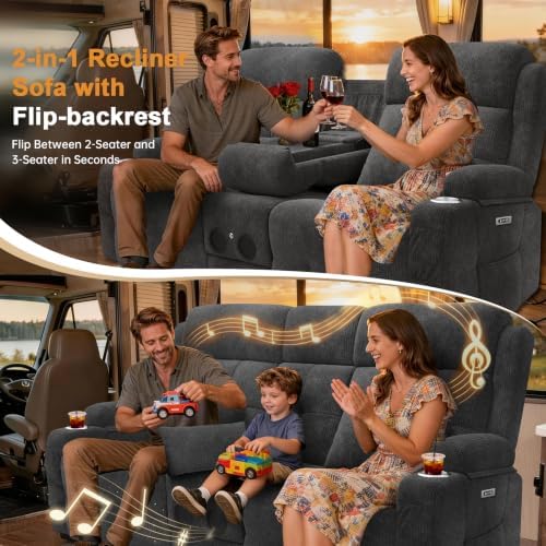 Home Theater Seating, Power Loveseat Recliner Sofa - Image 4