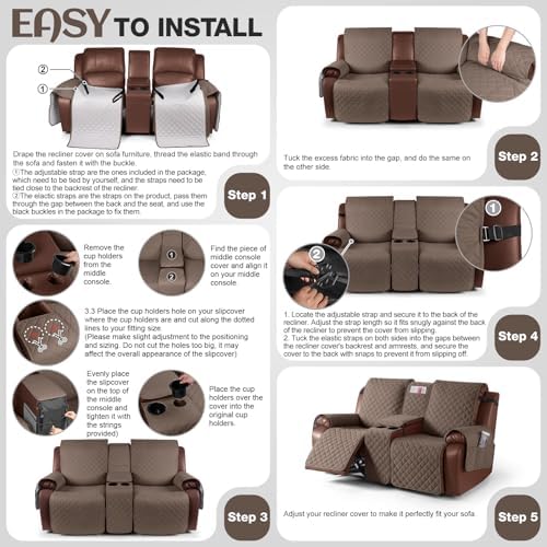 KinCam 100% Waterproof Loveseat Recliner Cover - Image 6