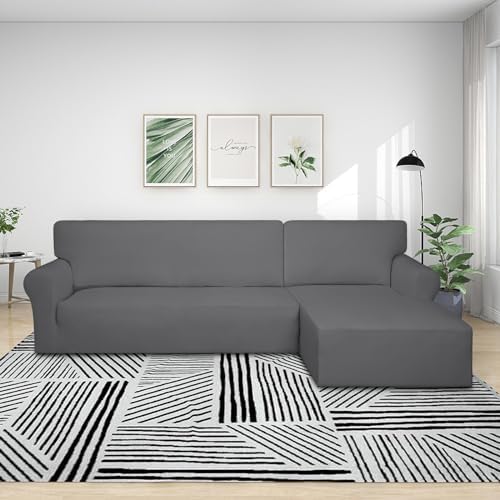 PureFit Stretch Sectional Couch Covers 2 pcs Non Slip L Shape Sofa Cover - Image 2