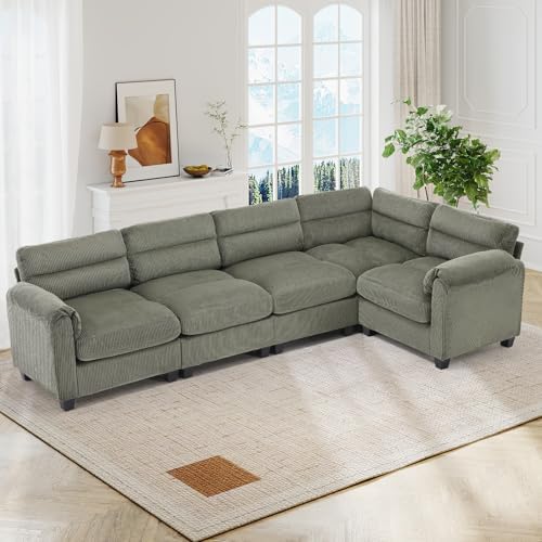 HAOMARKETS 115" Wide Modular Sectional L Shaped Corner Sofa Couch, Corduroy by HAOMARKETS