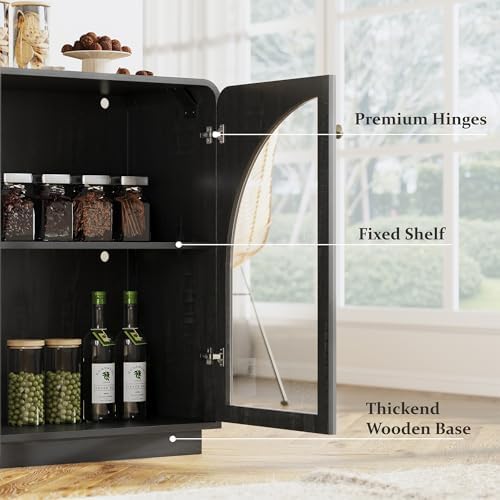 Sideboard Buffet Cabinet with Storage, Modern Coffee Bar Liquor Cabinet w/2 - Image 5