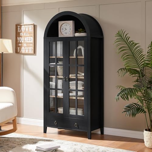 RowyPoey 71" Tall Arched Cabinet Bookshelf - Image 4