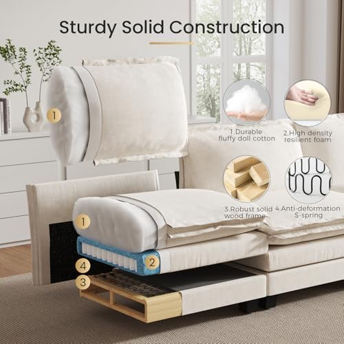 KKL 89 Inch Modular Sectional Sofa, 2 Seater Loveseat Cloud Couch - Image 6