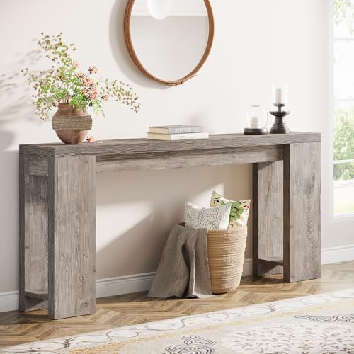 Tribesigns 70.9-Inch Extra Long Console Table, Farmhouse Wood Sofa Table Behind by Tribesigns