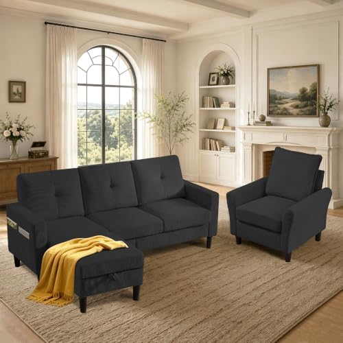 2 Piece Corduroy L Shaped Sectional Sofa Couch Set by soscana